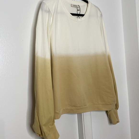 DOROTHEE SCHMACHER OMBRE COLOR BLOCK PUFF SLEEVE TOP, size 5 (XL) - Picture 9 of 10